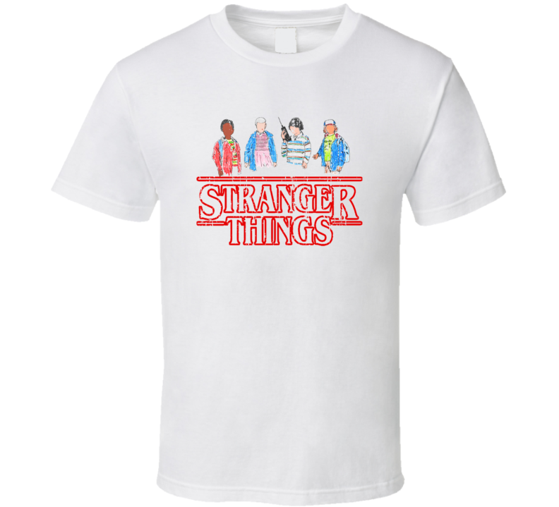 Stranger Things Tv Series Cartoon Characters X-mas Gift Worn Look T Shirt