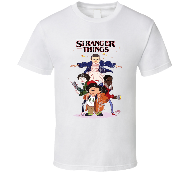 Stranger Things Tv Series Cartoon Characters Trending Worn Look T Shirt