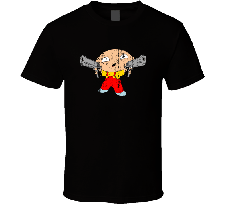 Stewie Holding Gun Family Guy Cartoon Character Worn Look Cool T Shirt Stewie Holding Gun Family Guy Cartoon Character Worn Look Cool T Shirt