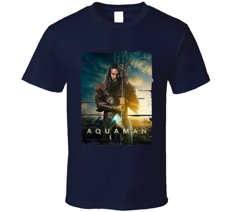 Aquaman 2018 Movie Poster Worn Look T Shirt Aquaman 2018 Movie Poster Worn Look T Shirt