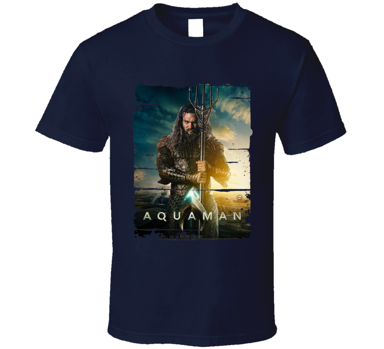 Aquaman 2018 Movie Poster Worn Look T Shirt