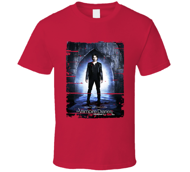 Damon Salvatore Vampire Diaries Tv Show Worn Look Drama Series T Shirt Damon Salvatore Vampire Diaries Tv Show Worn Look Drama Series T Shirt