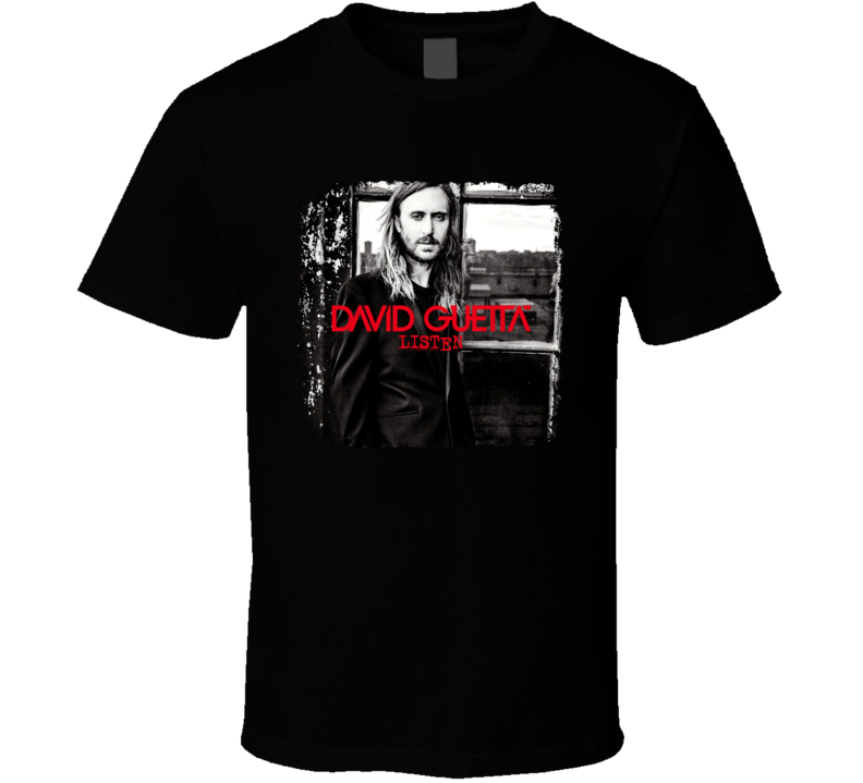 David Guetta Featuring Sam Martin Listen Worn Look Album Cover T Shirt David Guetta Featuring Sam Martin Listen Worn Look Album Cover T Shirt