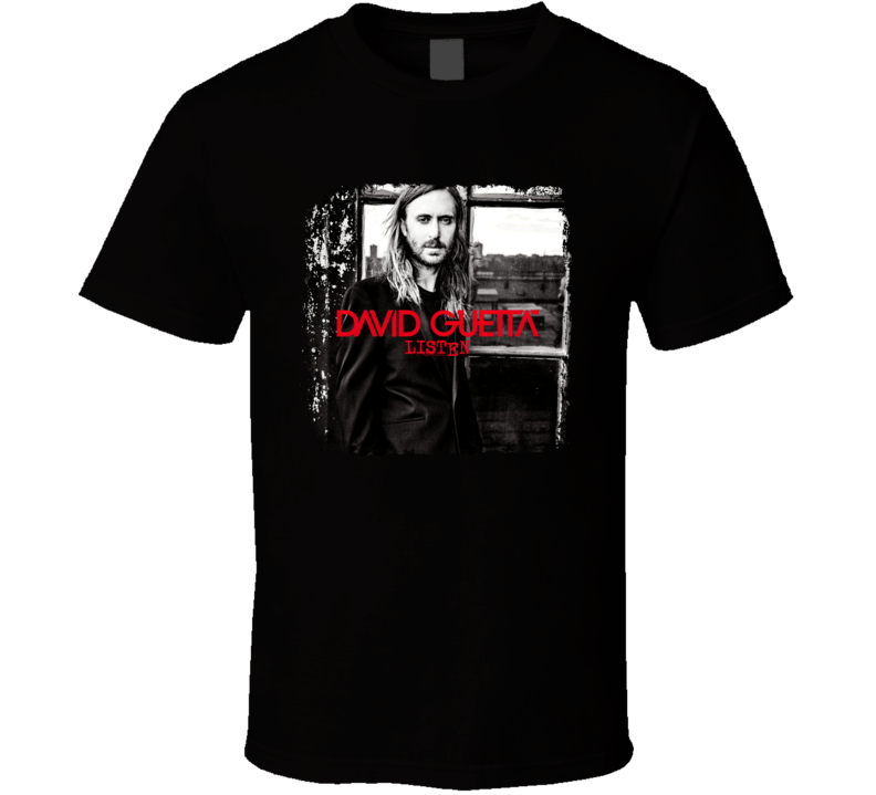 David Guetta Featuring Sam Martin Listen Worn Look Album Cover T Shirt