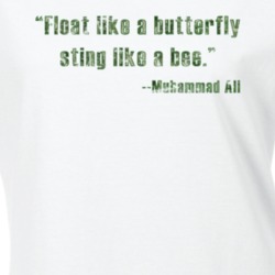 Muhammad Ali Float Like a Butterfly Bee Sting Worn Look Ladies T Shirt 22719172