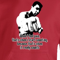 Muhammad Ali Counts When I Feel Pain Start Counting Worn Look Hoodie 22734273