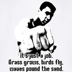 Just a Job Grass Grows I Beat People Up Muhammad Ali Worn Look Ringer T Shirt 22734483