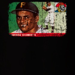 1955 Roberto Clemente Vintage Baseball Trading Card Worn Look T Shirt 22920222