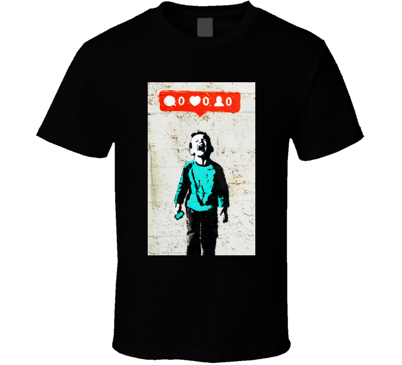 Banksy Social Media Addict Boy T Shirt Banksy Social Media Addict Boy T Shirt