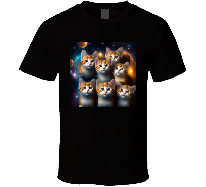 Happy Cute Family Cats In Outer Space T Shirt