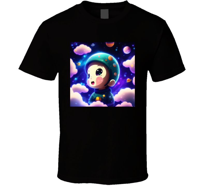 Cute Little Boy Anime Style In Outer Space T Shirt