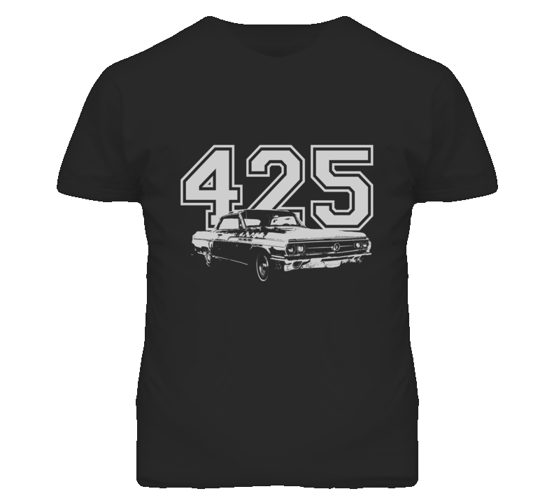 1963 Buick Wildcat With Engine Size White Graphic Dark Tee T Shirt