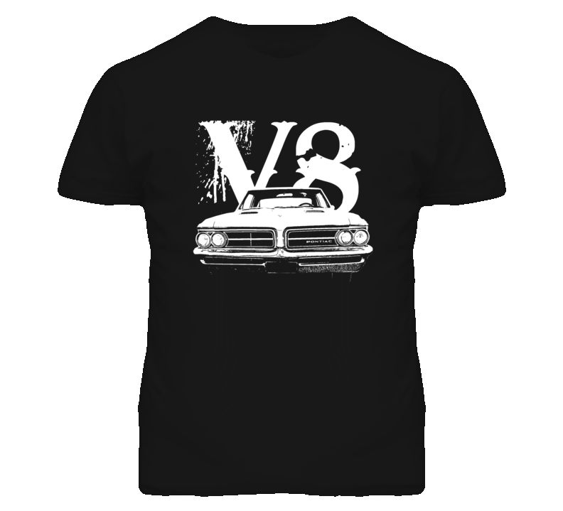 1964 Pontiac Le Mans Tempest Grill View V8 Faded Look Dark T Shirt