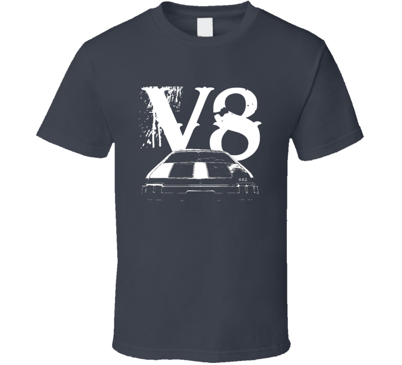 1970 Oldsmobile 442 Rear View V8 Faded Look Dark T Shirt