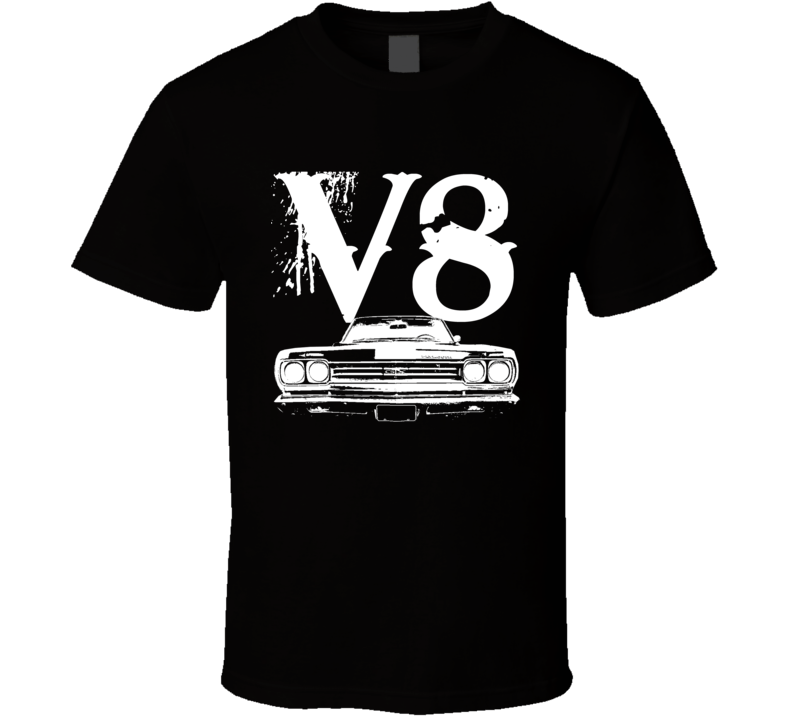 1968 Plymouth GTX Grill View V8 Faded Look Dark T Shirt 1968 Plymouth GTX Grill View V8 Faded Look Dark T Shirt