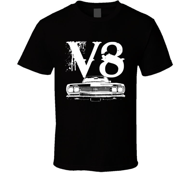 1968 Plymouth GTX Grill View V8 Faded Look Dark T Shirt