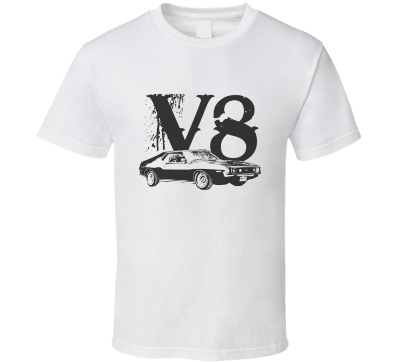 1974 AMC JAVELIN Side Black Graphic V8 T Shirt