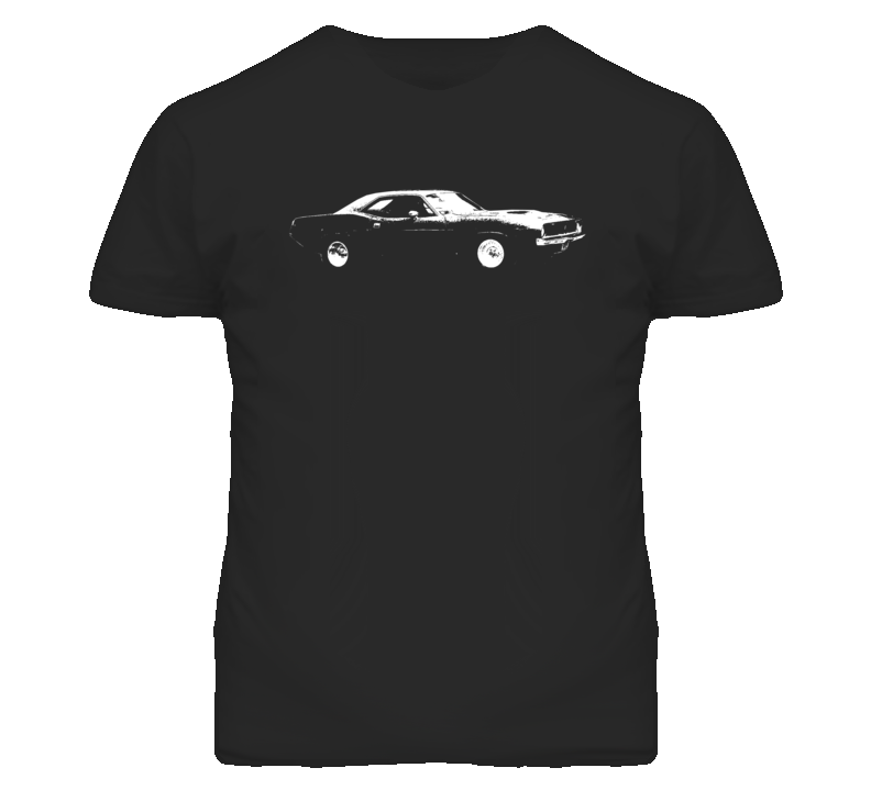 1971 Plymouth Barracuda Side View Faded Look Dark T Shirt