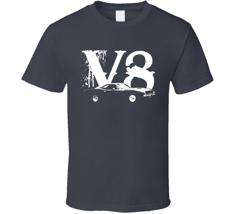 1971 Plymouth Barracuda Side View V8 Faded Look Dark T Shirt 1971 Plymouth Barracuda Side View V8 Faded Look Dark T Shirt