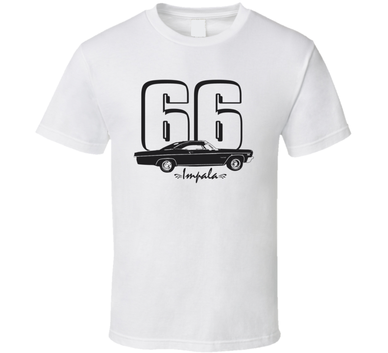 1966 Impala Side View With Year and Model Light Color T Shirt 1966 Impala Side View With Year and Model Light Color T Shirt
