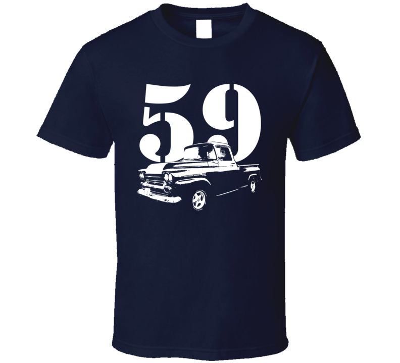1959 Apache Side View With Year Navy T Shirt 1959 Apache Side View With Year Navy T Shirt