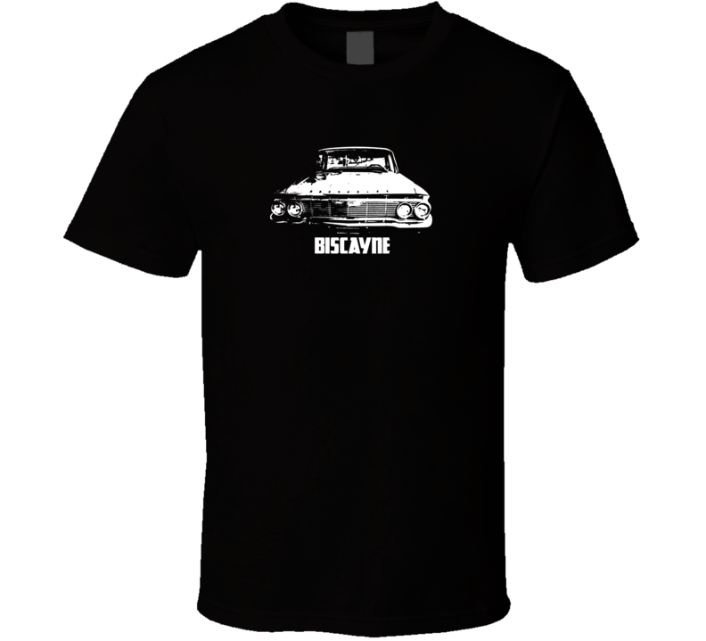 1961 Biscayne Grill View With Model Dark Color T Shirt 1961 Biscayne Grill View With Model Dark Color T Shirt
