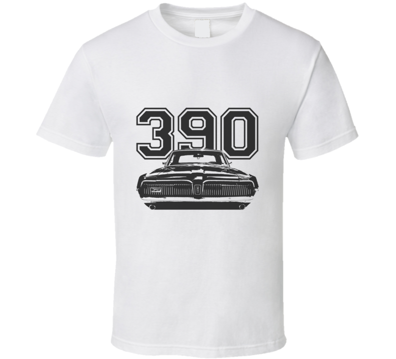 1968 Mercury Cougar Grill Black Graphic Engine Size T Shirt