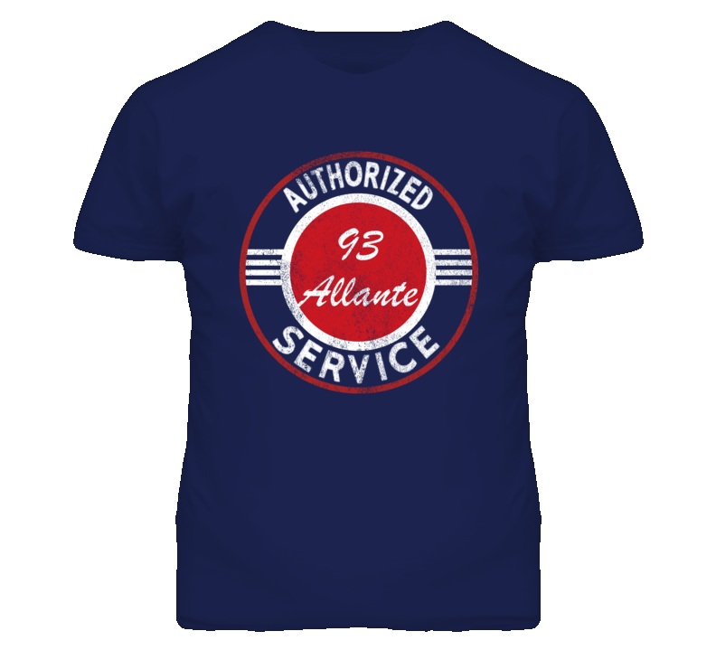 Authorized Service 1993 Cadillac Allante Distressed Look Dark T Shirt Authorized Service 1993 Cadillac Allante Distressed Look Dark T Shirt