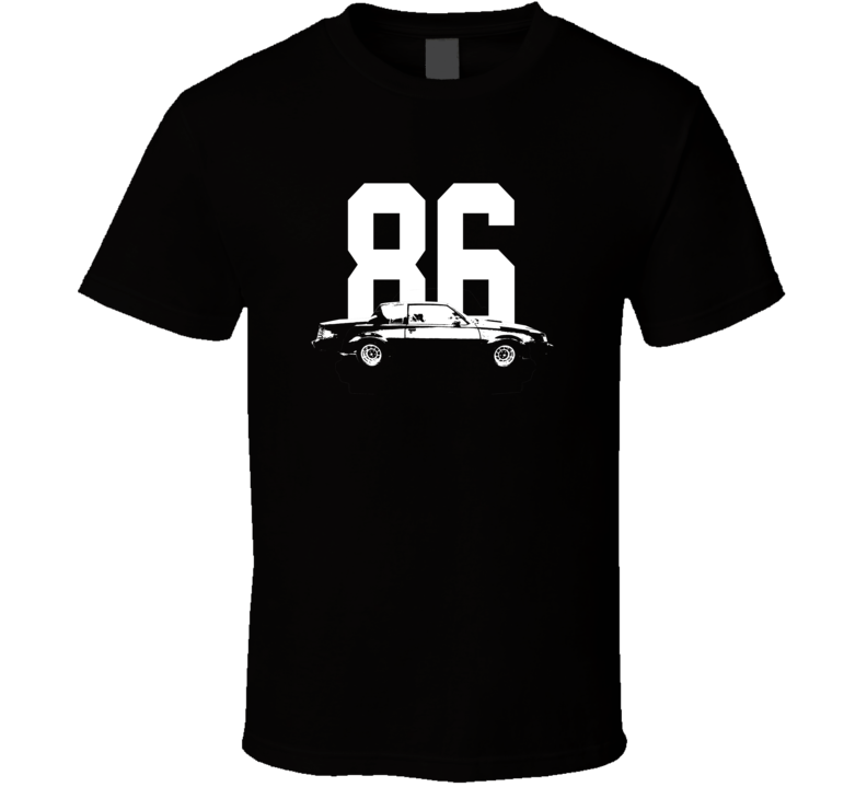 1986 Grand National Side View With Year Dark Color T Shirt