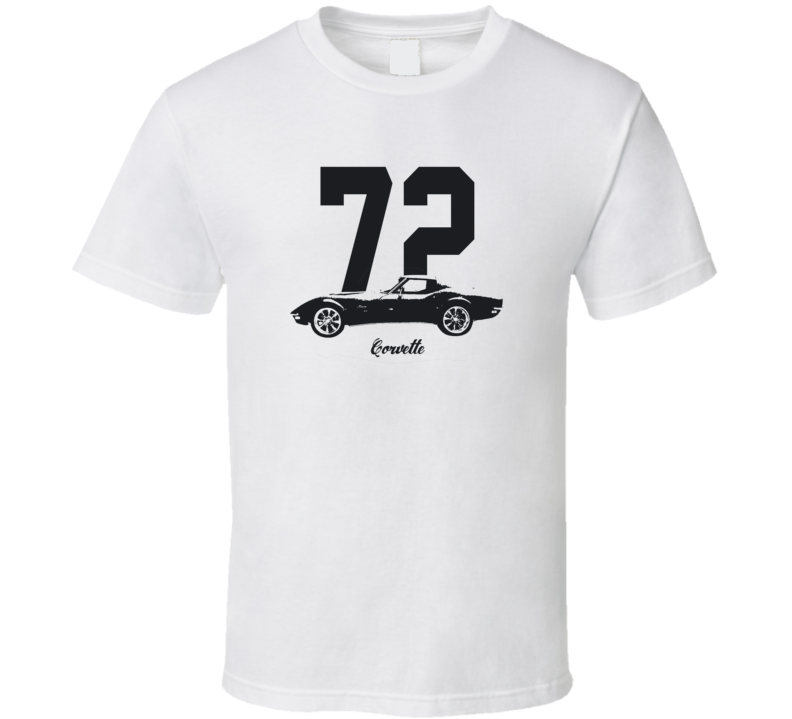 1972 Corvette Side View With Year And Model Light Color T Shirt