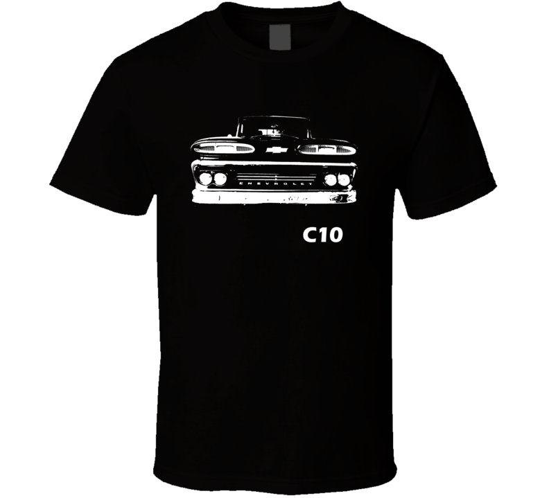 1960 C10 Apache Pickup Grill View With C10 Model Name Black T Shirt 1960 C10 Apache Pickup Grill View With C10 Model Name Black T Shirt