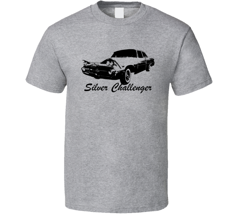 1959 Silver Challenger Side View With Model Name Heather Grey T Shirt 1959 Silver Challenger Side View With Model Name Heather Grey T Shirt