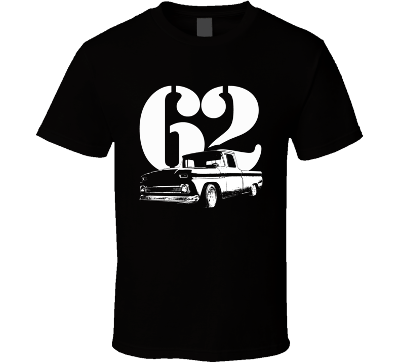 1962 K10 Apache Pickup Truck Side View With Year Black T Shirt