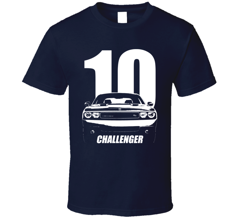 2010 Challenger Grill View With Year And Model Name Navy Blue T Shirt