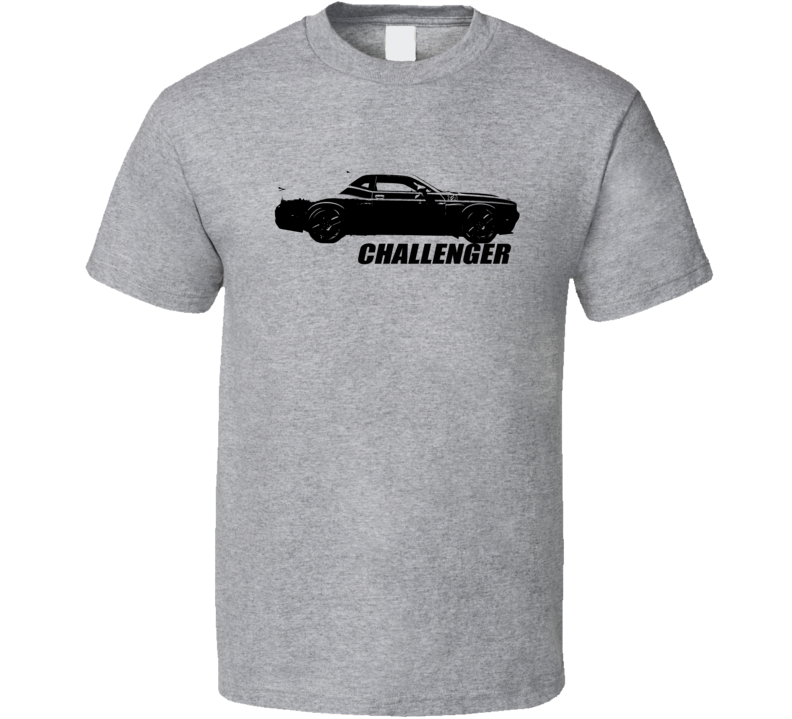 2017 Challenger Side View With Model Name Heather Grey T Shirt