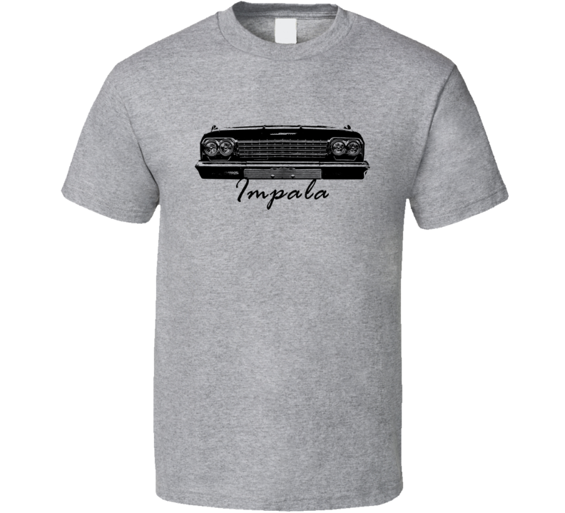 1962 Impala Grill View With Model Name Heather Grey T Shirt