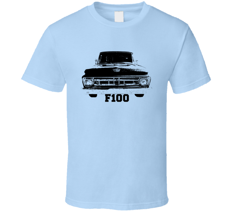 1961 F100 Pickup Truck Grill View With Model Name Lght Blue T Shirt 1961 F100 Pickup Truck Grill View With Model Name Lght Blue T Shirt