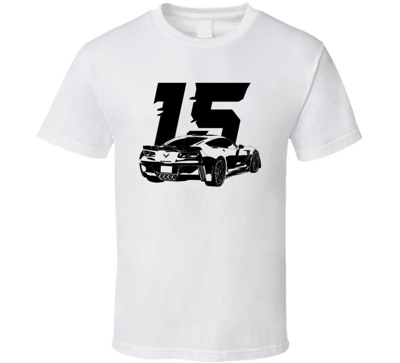2015 Corvette Z06 Rear Angle View With Year Light Color T Shirt