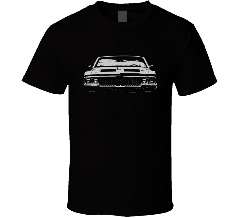 1970 OLDSMOBILE 442 Faded Look Grill View White Graphic Dark T Shirt