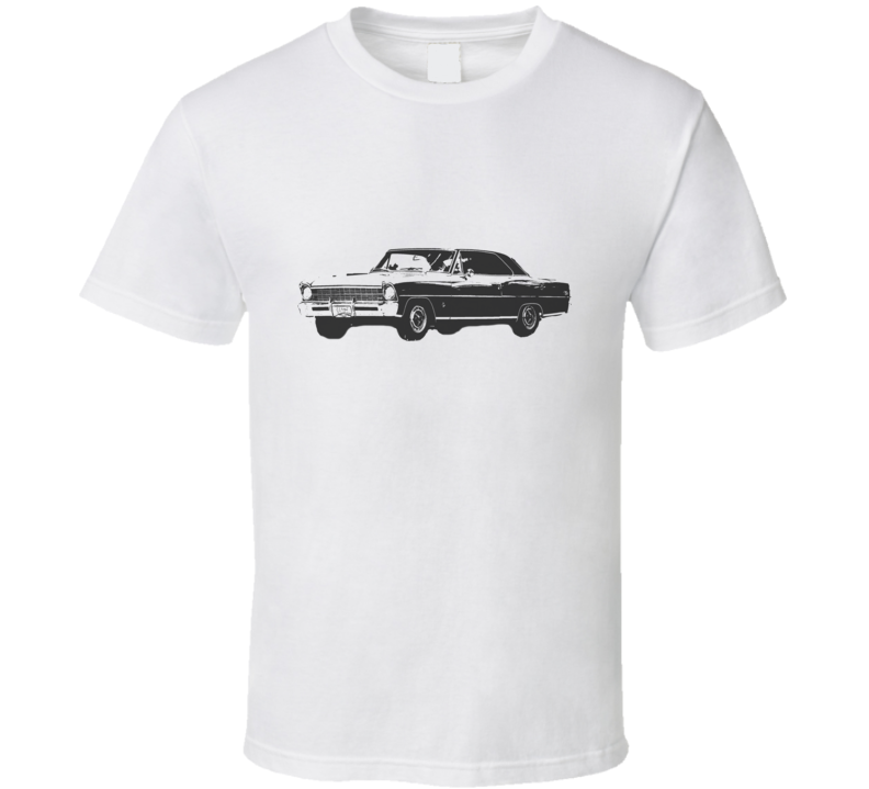 1967 CHEVY NOVA Faded Look Side View Black Graphic Light T Shirt