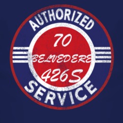 Authorized Service 1970 PLYMOUTH BELVEDERE 426S Distressed Look Dark T Shirt 2466008