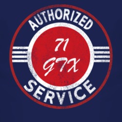 Authorized Service 1971 PLYMOUTH GTX Distressed Look Dark T Shirt 2498126