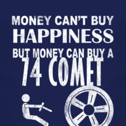Money Cant Buy Happiness 1974 MERCURY COMET Dark Distressed T Shirt 2867941