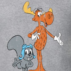 Rocky and Bullwinkle Best Retro Cartoon Character Aged Look Gift T Shirt 25224288