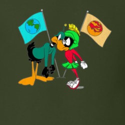 Duck Dodgers Versus Marvin Martian Looney Tunes Retro Cartoon Character Worn Look Gift T Shirt 28091390
