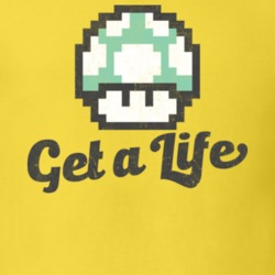 Get A Life Video Game Mushroom Worn Look T Shirt 17032345