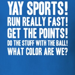 Yay Sports Run Really Fast Get The Points What Color Are We T Shirt 18709926