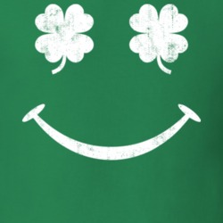 Shamrock Irish Clover Smiley Face St. Patrick's Day Worn Look T Shirt 18719114