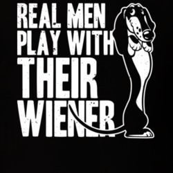 Real Men Play With Their Wiener Dachshund Dog Distressed Black T Shirt 18808413