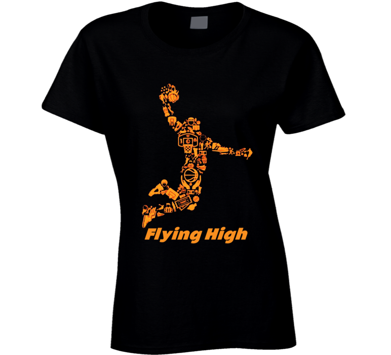 Flying High Basketball Collage Dunk Jump Player Gift Ladies T Shirt